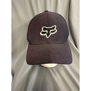 Fox Racing Hat Cap Fitted Mens 7 5/8 Black Wool Acrylic Embroidered Logo Korea‎